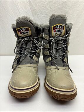 Pajar Lace-Up Winter Boots with Fur Trim, size 8-8.5 wos, box 81 CG